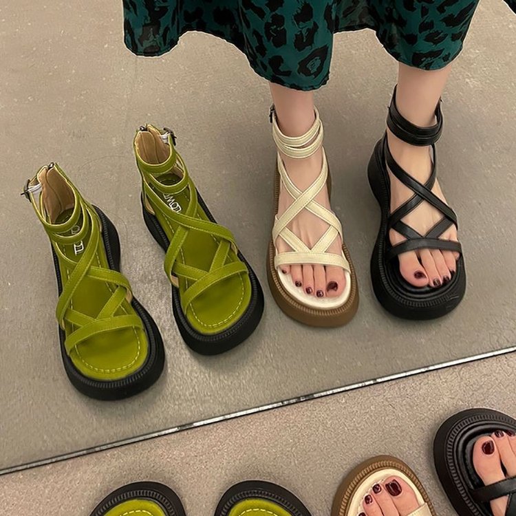 Sandal Platform Tali Silang Ev - Insole Memory Foam ulasan dan harga